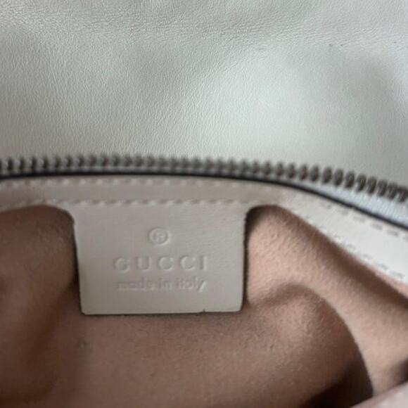 Gucci GG Marmont Small Chain Shoulder Bag Leather Chevron Logo Luxe Neutral Soft - Picture 9 of 15